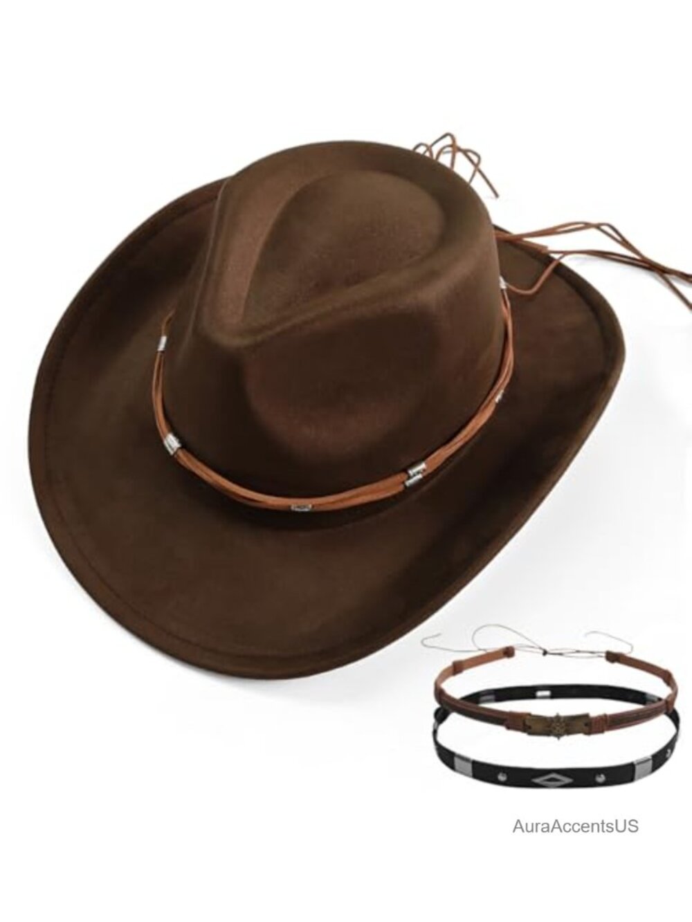 Womens Felt Cowboy Hat Western Fedora Rancher Style w 3 Accessories Travel